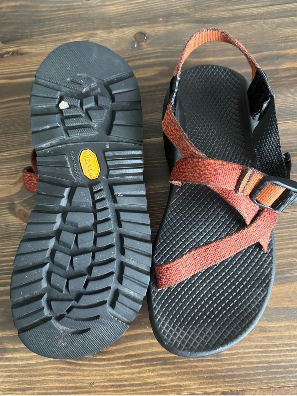 Chaco Women's Sandals - Rust Orange Straps with Black Footbed - Picture 3 of 5